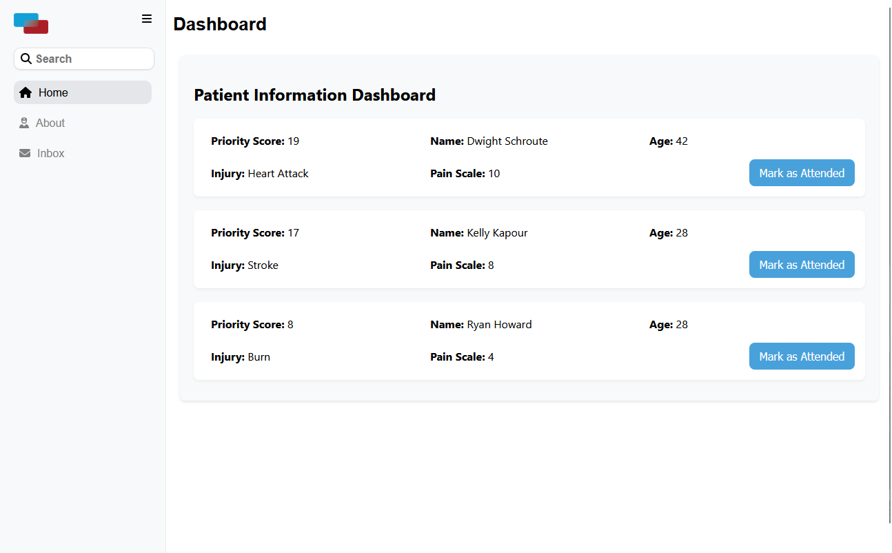 Hospital Waitlist App Dashboard Screenshot